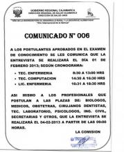 Comunicado N° 006-2013-DISA