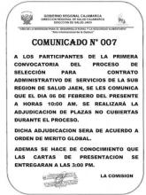 COMUNICADO N° 007-2013-DISA