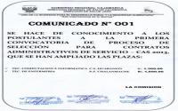 COMUNICADO 001- URGENTE. Ampliación de Plazas.